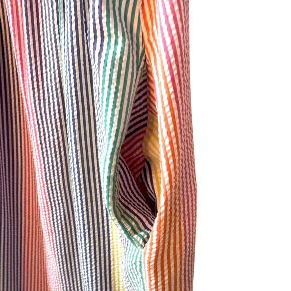 Seersucker House Dress Nightgown Size Rainbow Stripes Summer Lightweight - Picture 6 of 10
